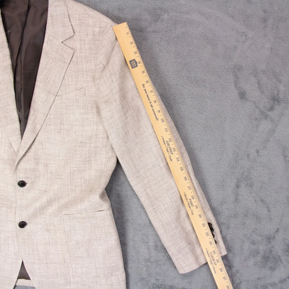Reiss Mens 42 Auto Linen Blazer Jacket Sport Coat Surgeon Cuffs‎ Tan Beige